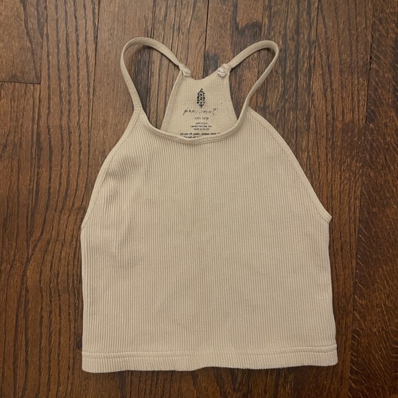 Beige Ribbed Halter Top - Picture 1 of 2